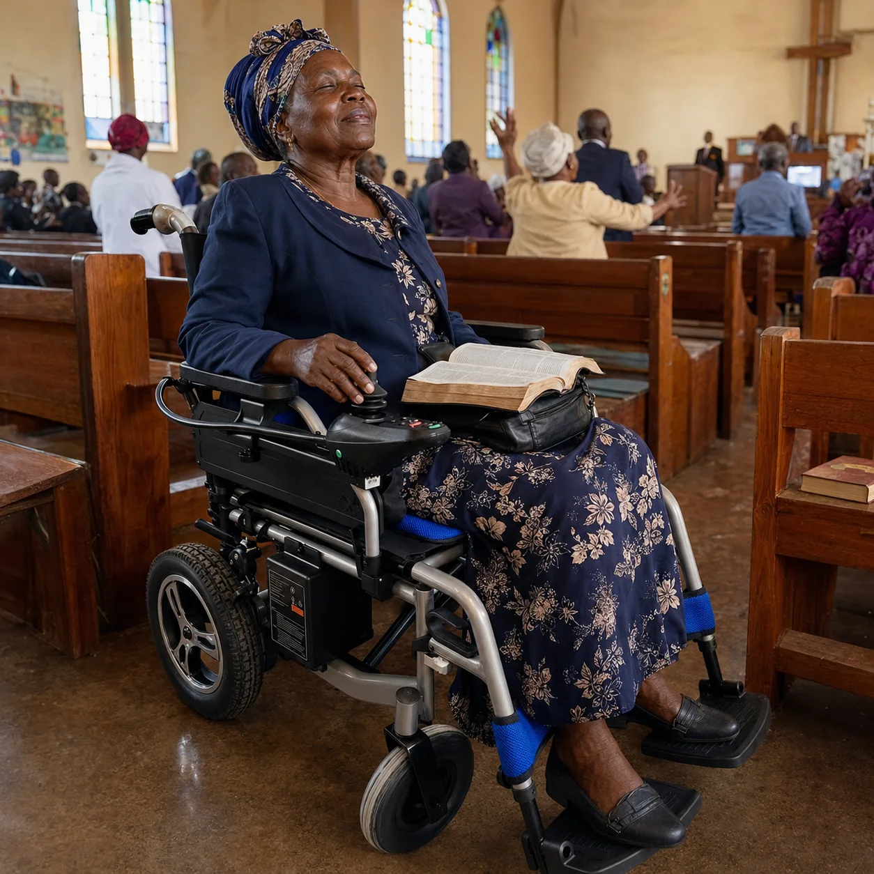 Customer went to church with electric wheelchair